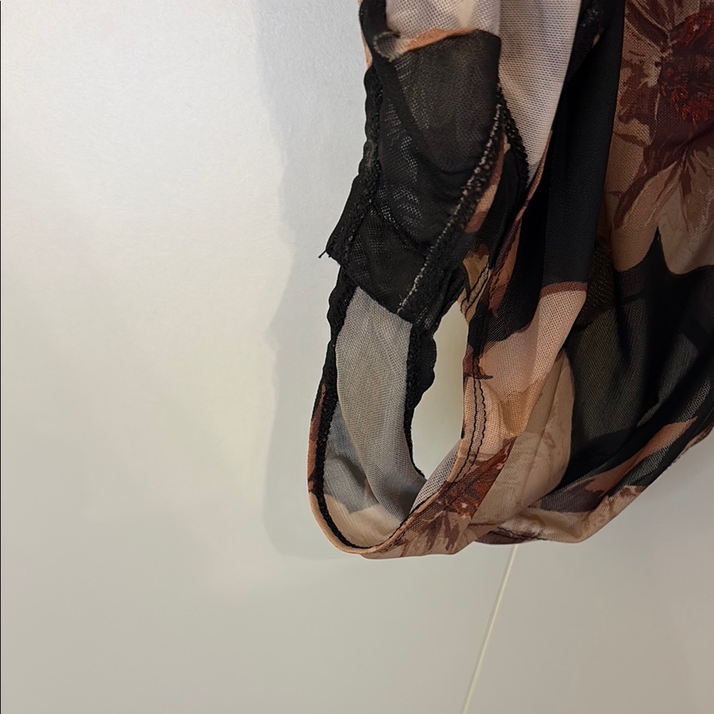 LAST CALL! Charlotte Russe Black and Cream Bodysuit with Ruffle Sheer Elegance - Picture 6 of 6